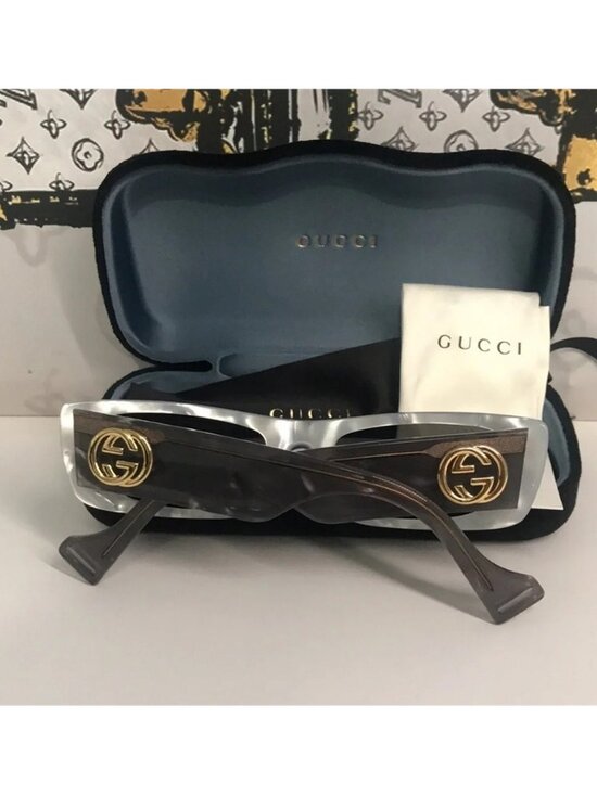 New Authentic Gucci GG0516S 002 Transparent Grey Square Silver Mirror Lens